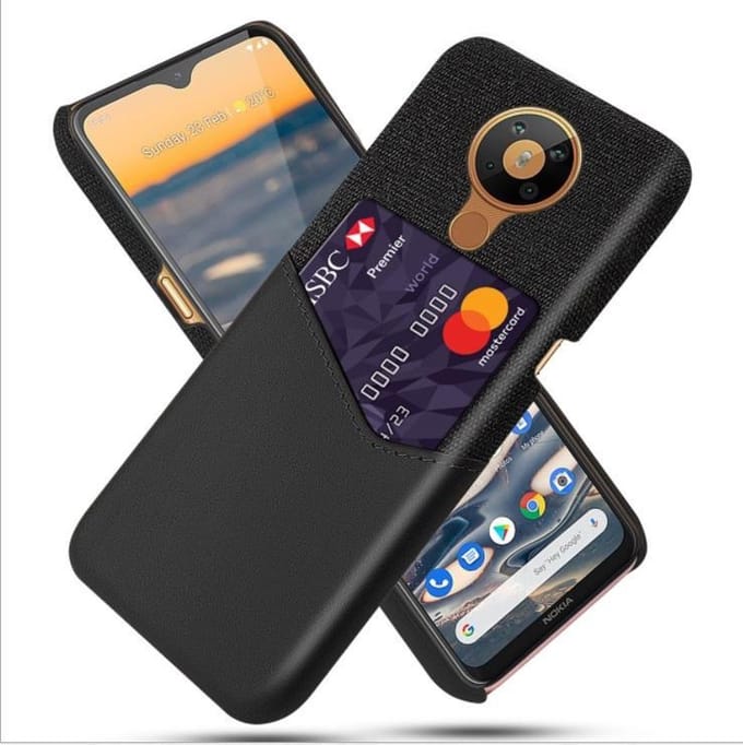 Nokia 5.4 Luxe Hybride Backcover met Pasjeshouder + Screenprotector _ Zwart