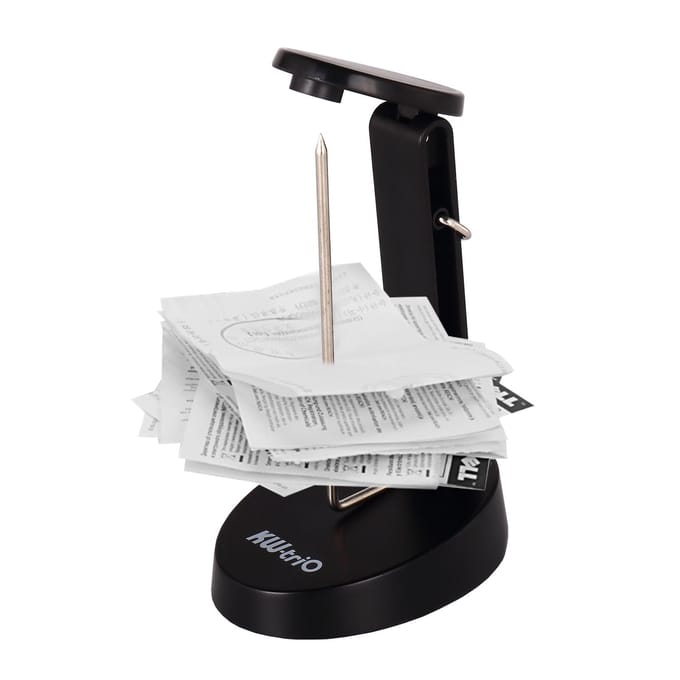 KW-trio Bureaubonhouder Spike Stick met haak Veiligheidsbeschermhoes Design Check Spindel Rekening zwart