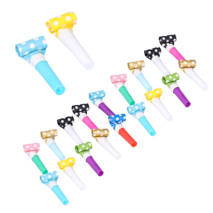 Lot de 20 sifflets de fête colorés, style dessin animé, pour anniversaire white