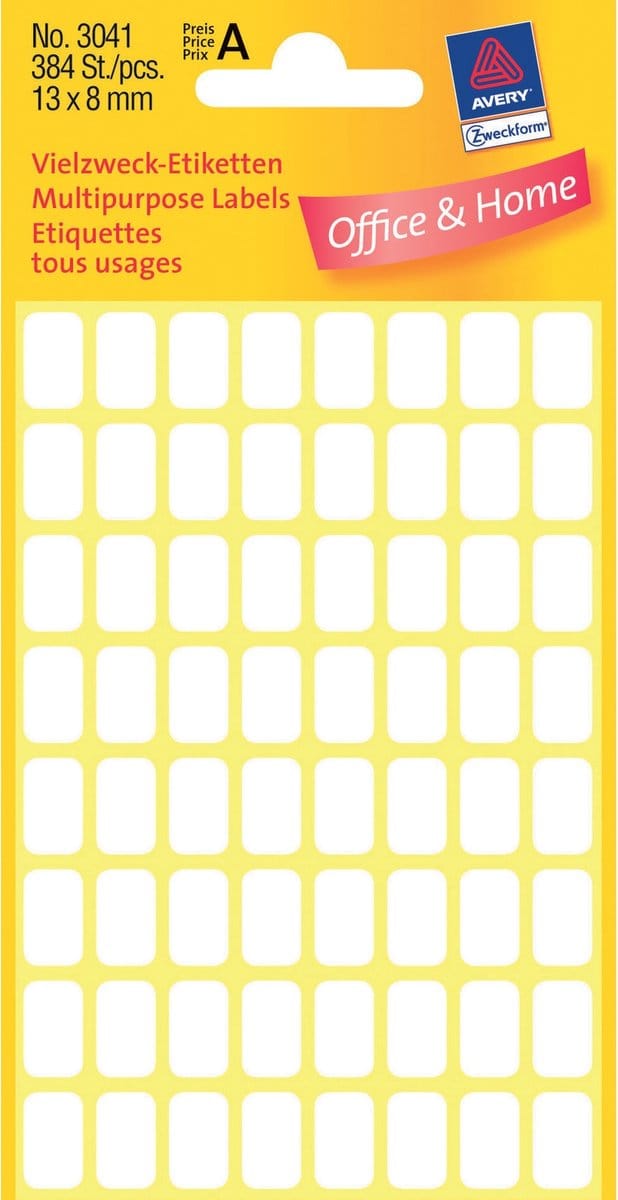Etiket wit 13x8mm pak a 10 stuks