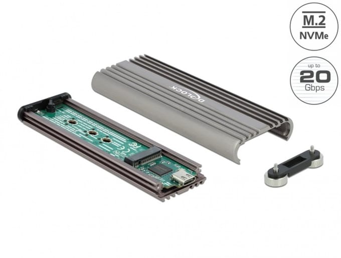 Delock External Enclosure for M.2 NVMe PCIe SSD with SuperSpeed USB 20 Gbps (USB 3.2 Gen 2x2) USB Type-C™ female - tool free
