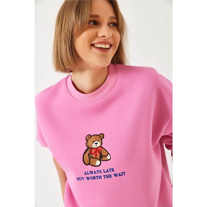 Geborduurde Gedrukte Ronde Hals Sweater
