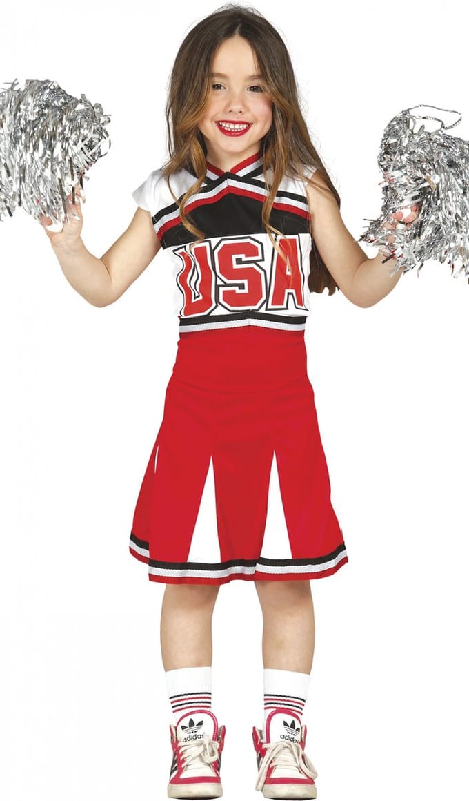 Fiestas Guirca Verkleedjurk Cheerleader Meisjes Rood Mt 10-12 Jaar