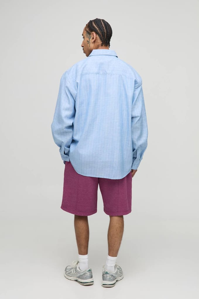 Baggy Fit Washed Worldwide Embroidered Short | Pink | Size Medium