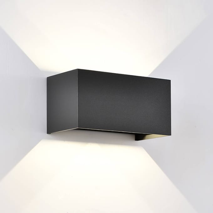 Mantra Iluminación Buitenwandlamp Davos dubbel, zwart, dimbaar, aluminium