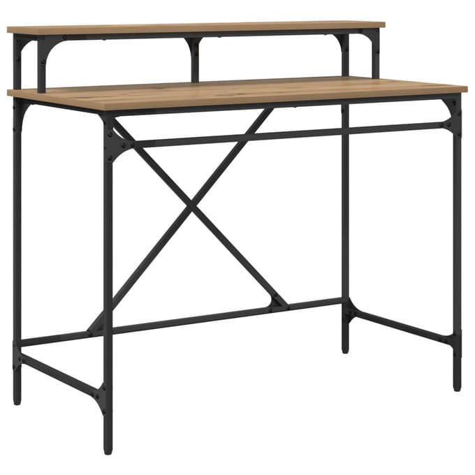 vidaXL - Bureau - Artisan - Eiken - 100 - x - 50 - x - 90 - cm - Bewerkt - hout