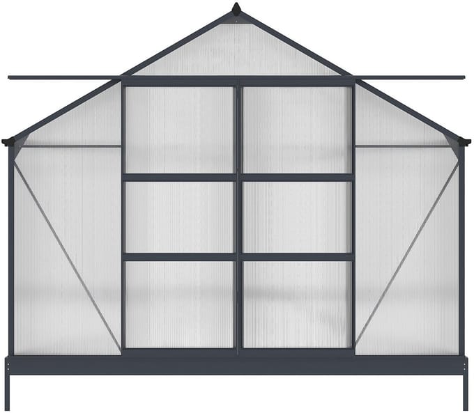 Vente-unique Tuinkas van polycarbonaat van 16,9 m² met onderstel - Antraciet - IXORA