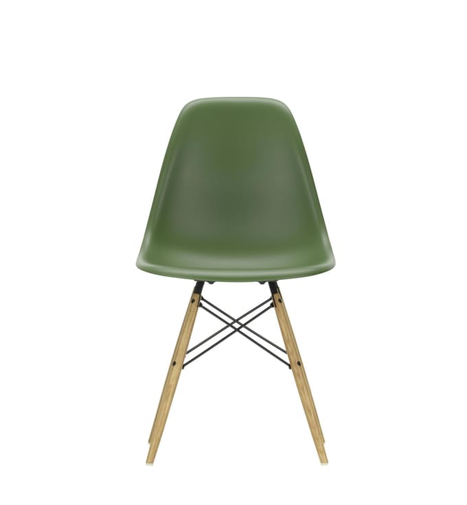 Vitra - DSW Eames Plastic Sidechair - honingkleurig essenhout - forest RE - groen