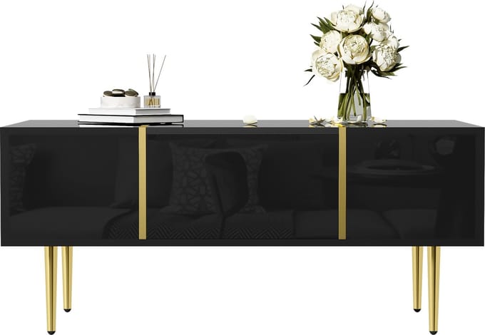 Salontafel - Modern - 2 Laden en Hoogglans - Modern en Stijlvol Design - MDF - Zwart