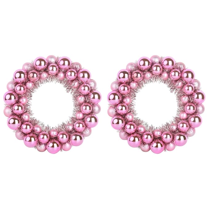 vidaXL - Kerstbal - Kransen - 2 - st - Roze - 33 - x - 33 - x - 7 - cm - Polystyreen