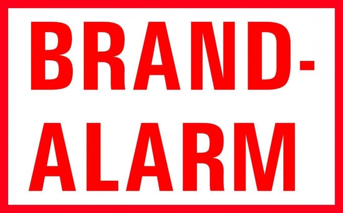 Brandalarm tekstbord - kunststof 320 x 200 mm