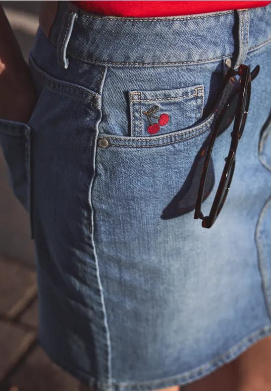 Korte denim rok in een High Waist pasvorm