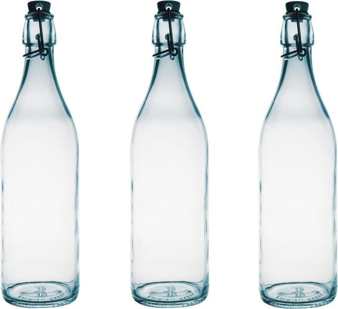 Bormioli Rocco beugelfles/weckfles - 8x - transparant - glas - 1 liter - Waterflessen/Karaffen