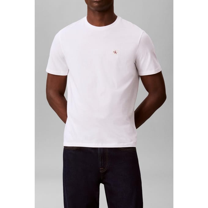 Calvin Klein Ss Badge Tee 2-pack Maritime Navy/bright White Taglia: M | Magliette basic Outlet | Uomo | Bianco