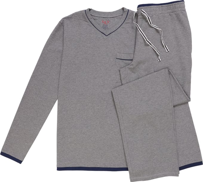 La-V pyjamaset met V hals voor heren Donkergrijs S