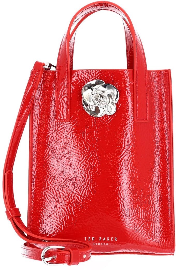 Ted Baker handtas schoudertas Roseem Rose Detail Crinkle Small Bag Red rood
