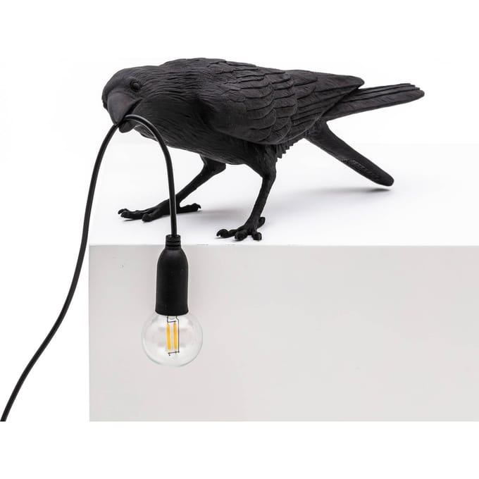 SELETTI Bird Lamp speelse LED tafellamp, zwart