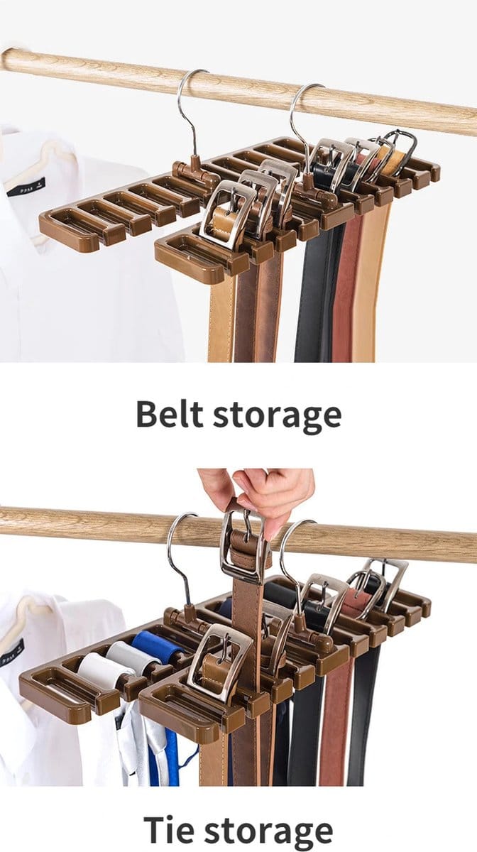 Stropdas hanger - riemhouder - organizer - mulitfunctioneel - opberg - ruimtebesparend - 10 vakken - zwart - IXEN