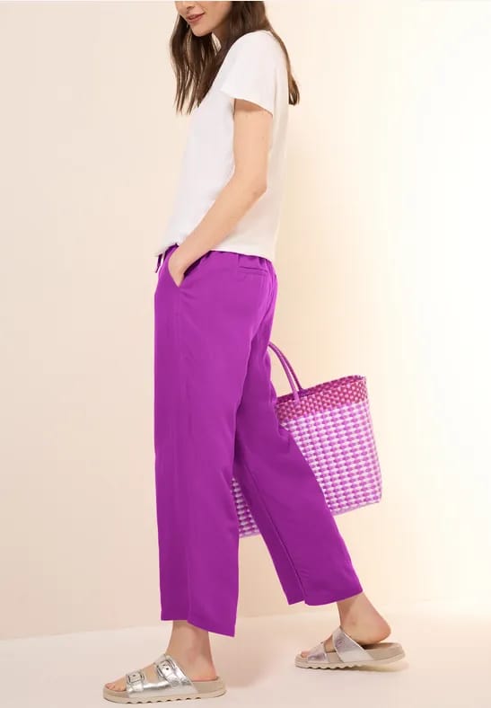 Wide Legs 7/8 broek van linnenmix