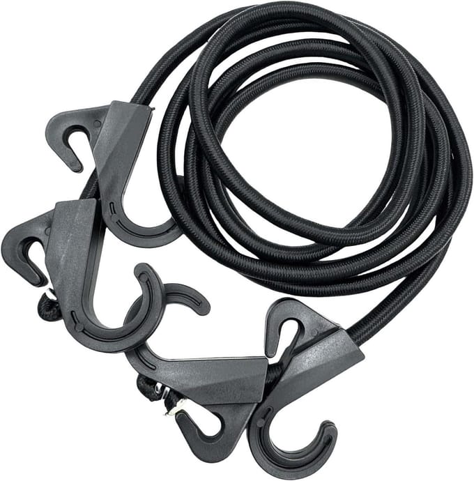 Elastisch Koord - Spanband met Haak - Bagage Zekeren - Dubbele Haak - 2 Meter - Zwart