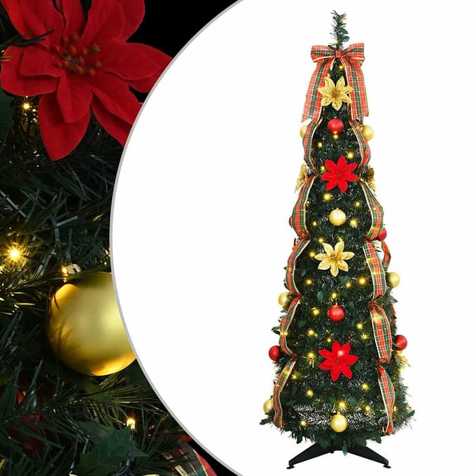 vidaXL - Kunstkerstboom - met - 100 - LED - met - standaard - Groen - 155 - cm - PVC
