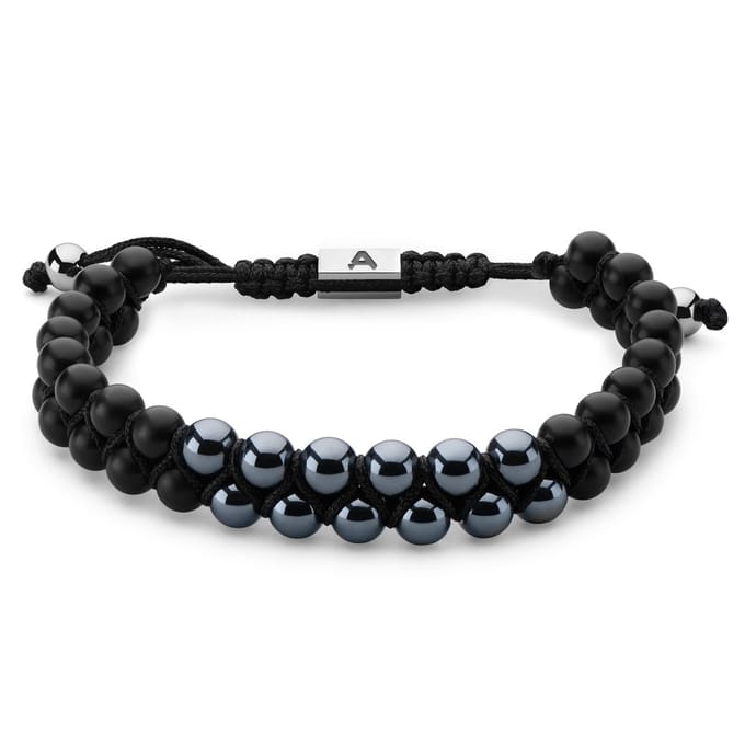 Sanatio dubbele rij hematiet & onyx armband