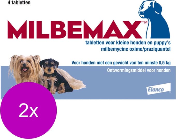 Milbemax Milbemax Pup & Hond - Anti wormenmiddel - 2 x 4 tab 0.5 Tot 10 Kg