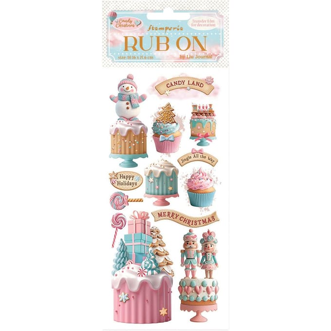 Stamperia - Candy Christmas Rub-on 4x8,5 Inch Cakes (DFLRB175)