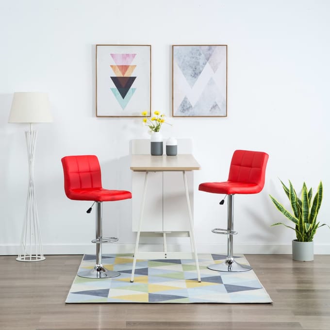 vidaXL - Barstoelen - 2 - st - kunstleer - rood