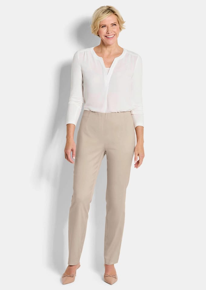 Bengaline broek LOUISA in denimlook - steengrijs - Gr. 44 van Goldner Fashion