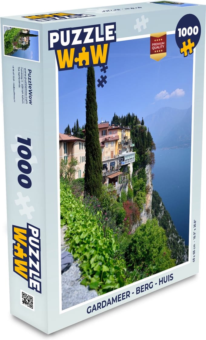 Puzzel Gardameer - Berg - Huis - Legpuzzel - Puzzel 1000 stukjes volwassenen