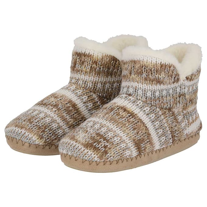 Hoge dames sloffen met imitatiebont - Beige / 39/40