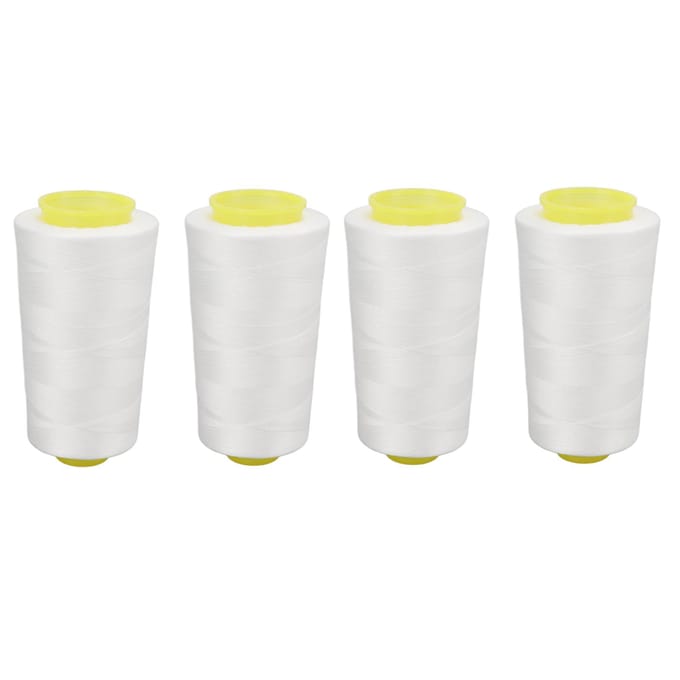 4 Stuks Lockgaren Wit Premium Polyester Stevig Duurzaam Slijtvast Veel Gebruikt Wit Garen white