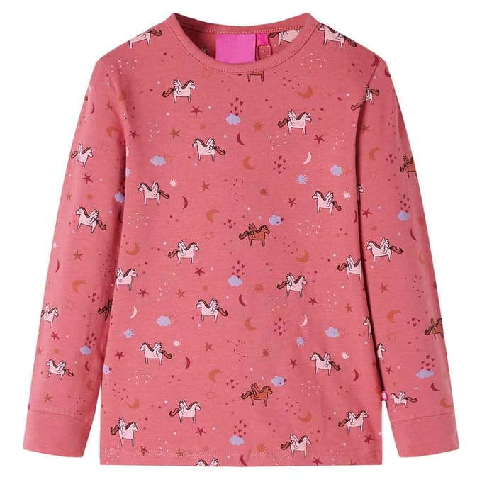 vidaXL - Kinderpyjama - met - lange - mouwen - 128 - oudroze