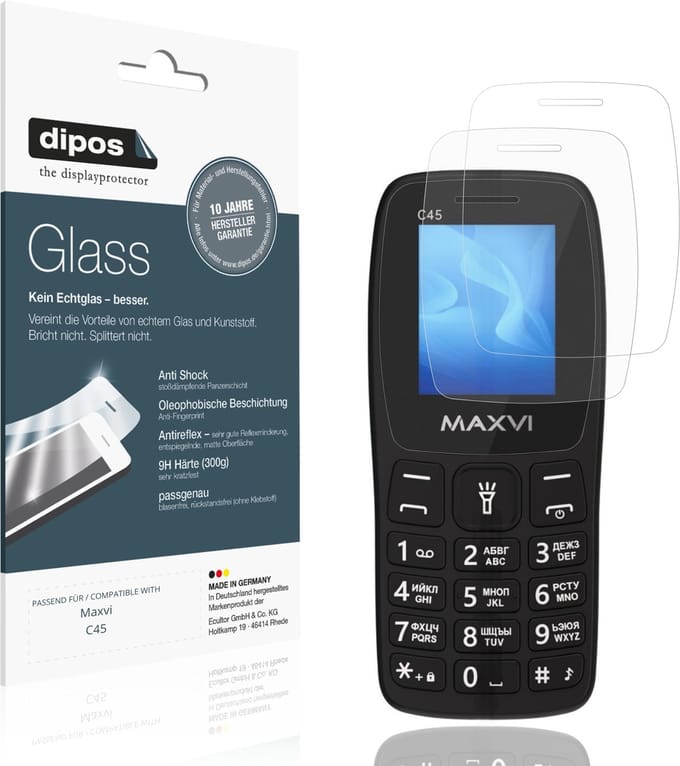 dipos – 2x Matte Pantserfolie geschikt voor Maxvi C45 | 9H Screenprotector