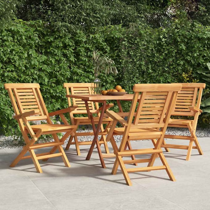 vidaXL - Klapstoelen, - 4 - stuks, - 56x63x90 - cm, - massief - teakhout