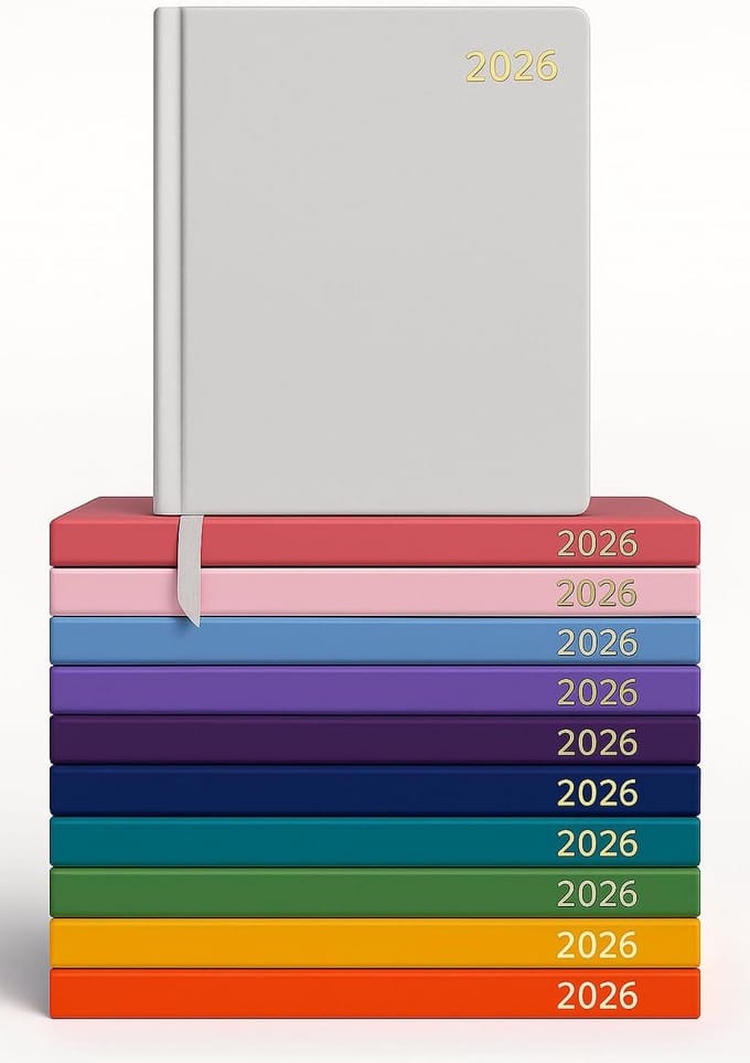 Agenda A5/A4 Dagplanner en Weekplanner 2026 Hardcover Inhoudsopgave Grijs