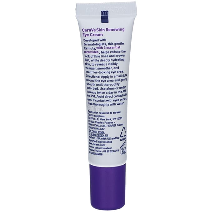 CeraVe Skin Renewing Eye Cream with Peptide Complex & Caffeine for Brighter, Smoother Eyes 15ml