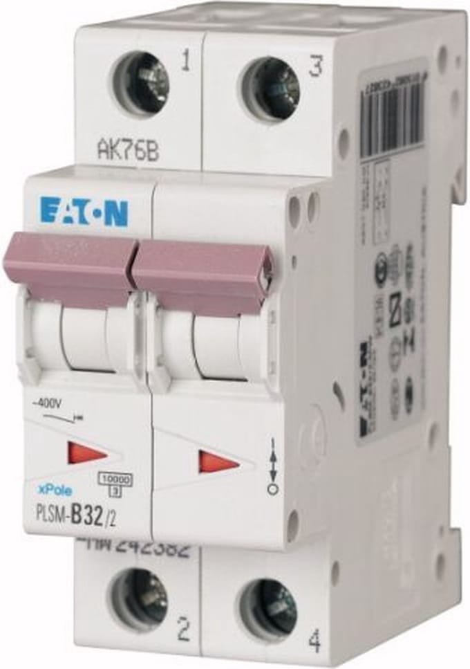 Eaton Installatieautomaat PLSM-C32/2-MW , C 32A , 2 Polig , 10 kA