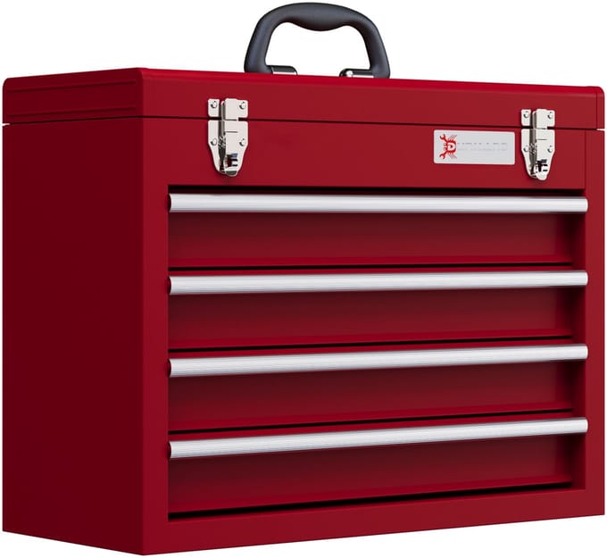 DURHAND-Werkzeugkiste-Stahl-51L x 22B x 39,5H cm-Rot