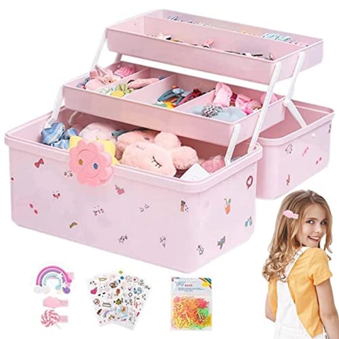 Multifunctionele opbergdoos voor haaraccessoires - Draagbare 3-laags organizer voor make-up en sieraden