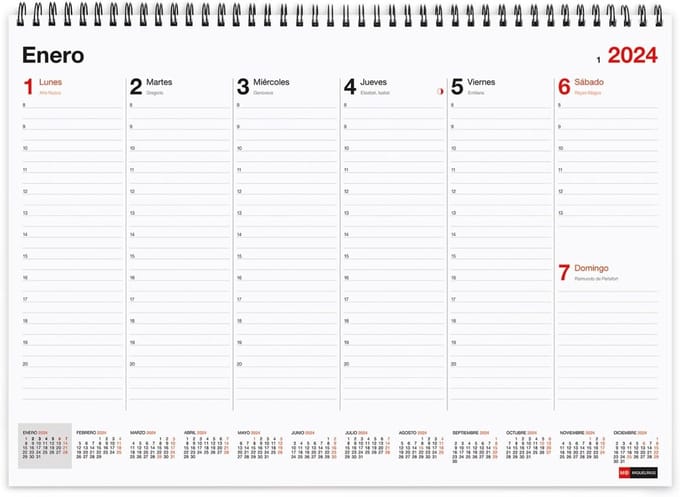 Weekplanner 2024 Bureau A3 met Notitieveld - Dubbel Spiraalbinding