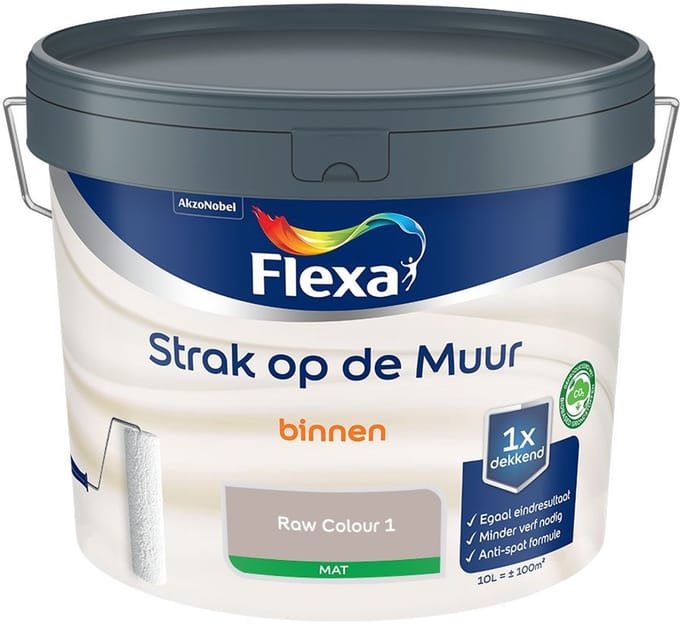 Flexa - Strak Op De Muur Binnen Mat - Raw Colour 1 - Mengverf - 10 L