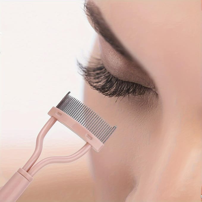 Wimper Scheider Tool - Mascara Borstel & Kam met Boogontwerp voor Precieze Wimpertoepassing, Zacht voor de Ogen, Wimperborstel lichtroze kleur