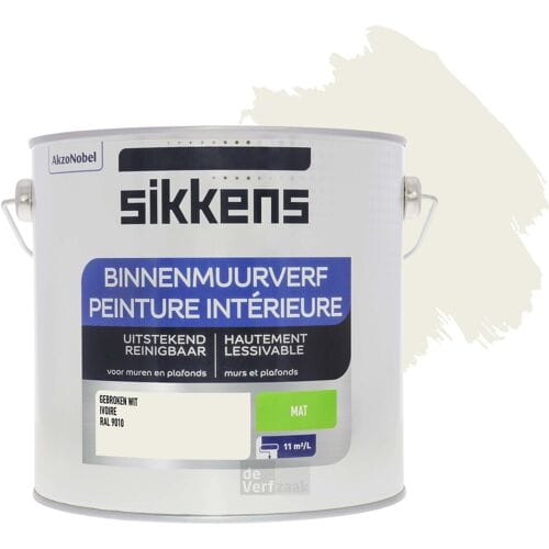 Sikkens Muurverf - Mat - Gebroken Wit Ral 9010 - 2,5l