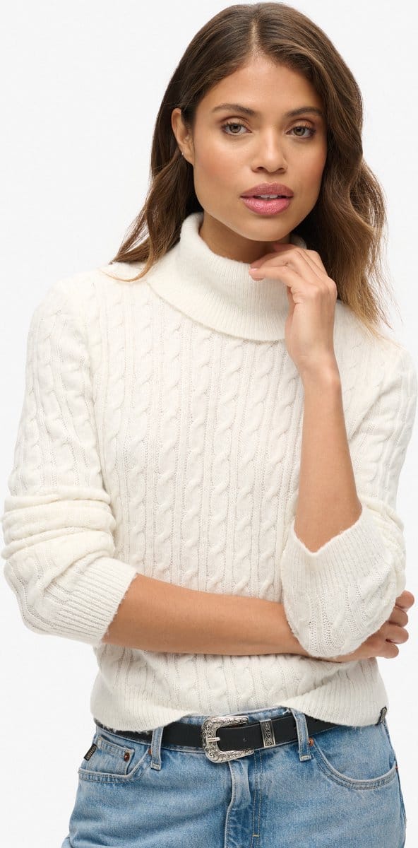 Superdry FITTED CABLE ROLL NECK JUMPER Dames Trui - Maat L