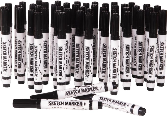 MagPaint - Sketchmarker - Whiteboardstiften- Zwart - Set van 50