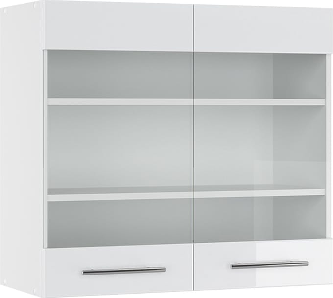 Vicco Fame-Line Glazen keukenkast – 80 cm Wit Hoogglans