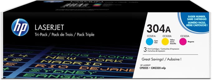 HP 304A - Tonercartridge / Cyaan / Magenta / Geel / 3-Pack