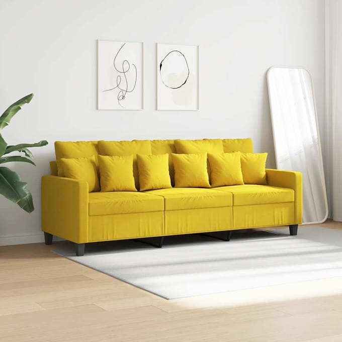 vidaXL - Driezitsbank - 180 - cm - stof - lichtgeel